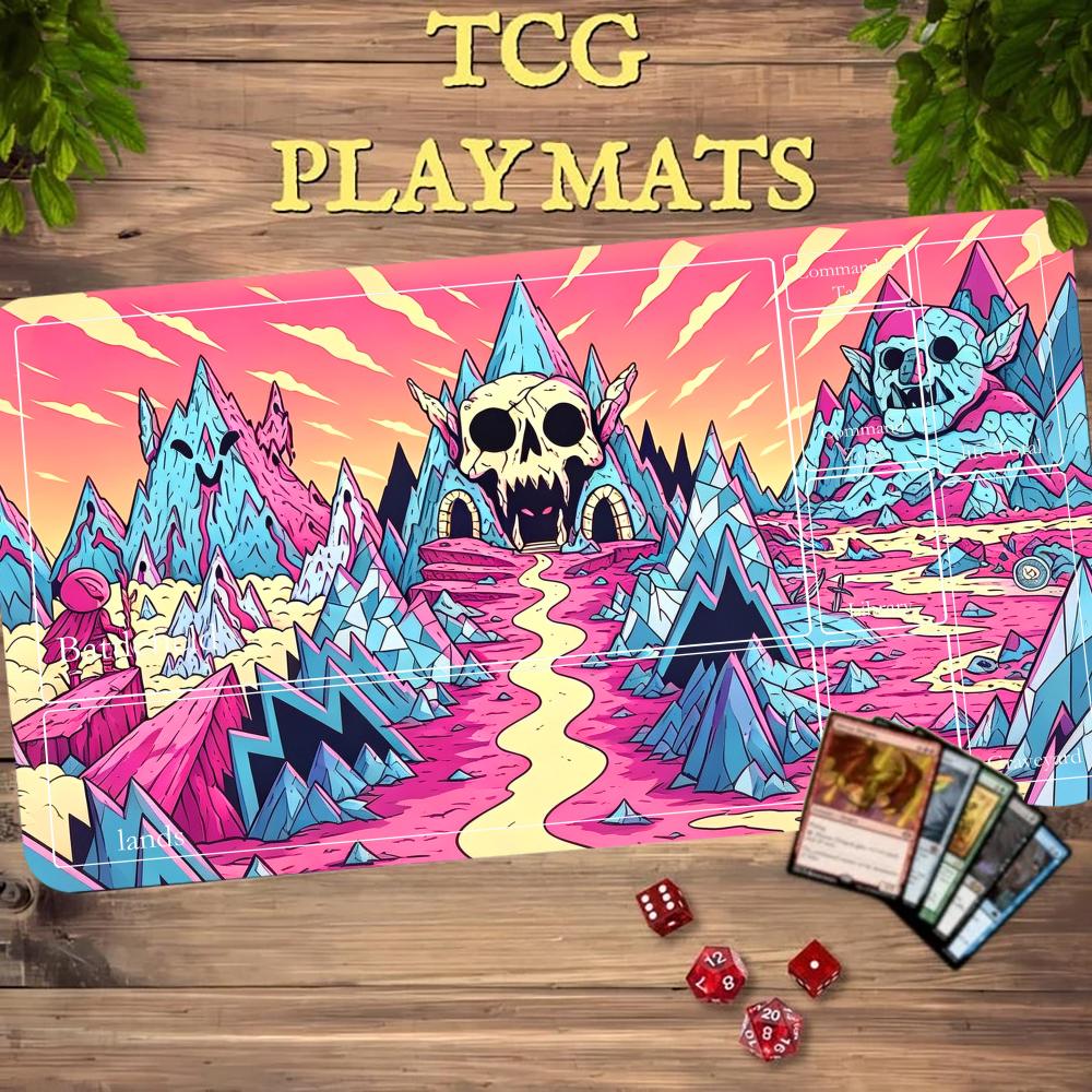 Door Mat Blank - Cartoon Pink Skull Mountain TCG Playmat