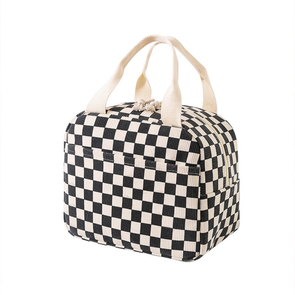Tote Bag Sublimation - Floral/Plaid Design Corduroy Lunch Bag Thermal