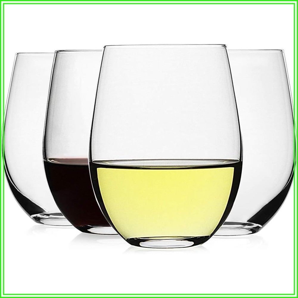 Stemless Wine Glasses Set of 4 - Tumbler 20Oz White review and price