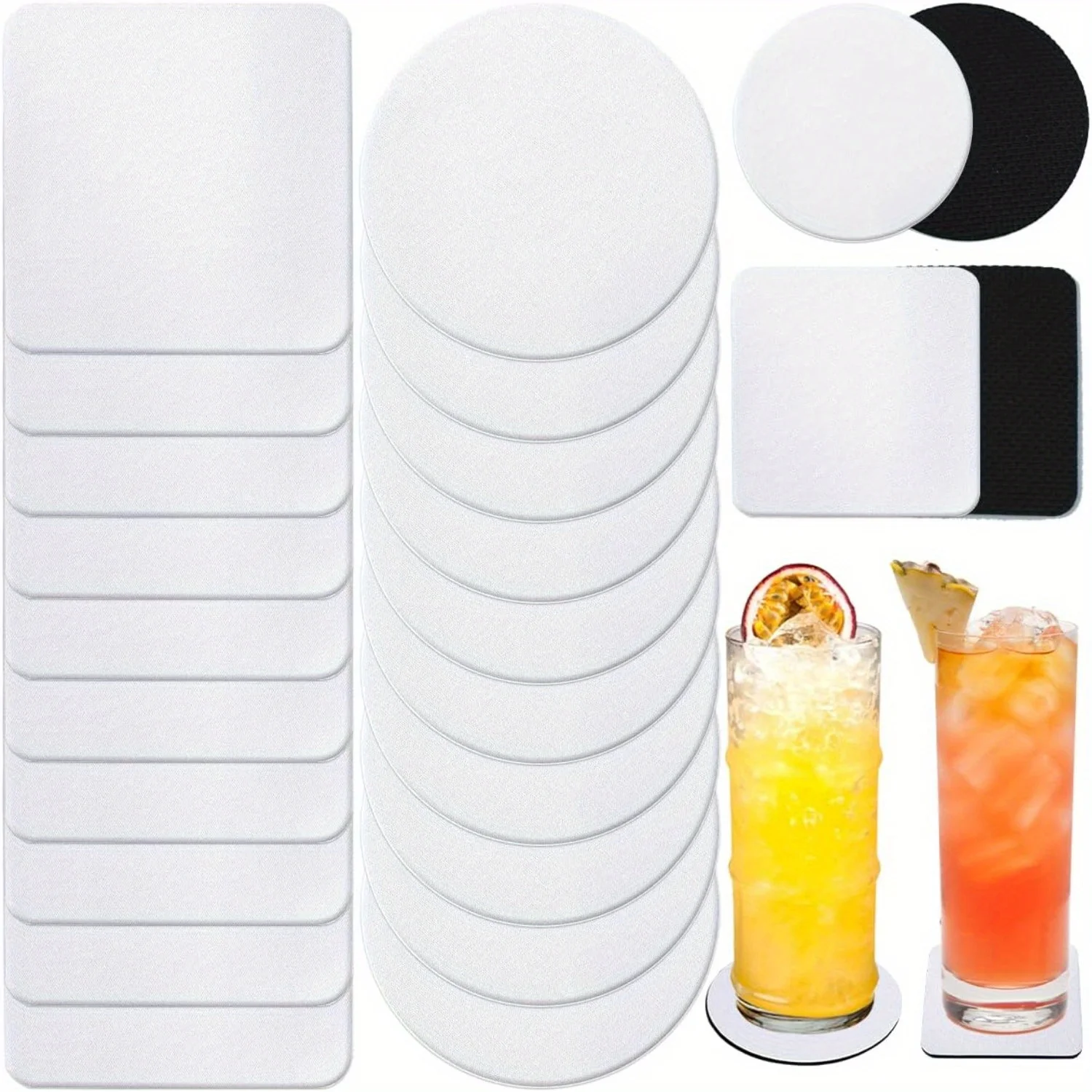 30/50 Pcs Square and Round Sub - Coaster Sublimation Blank review and price
